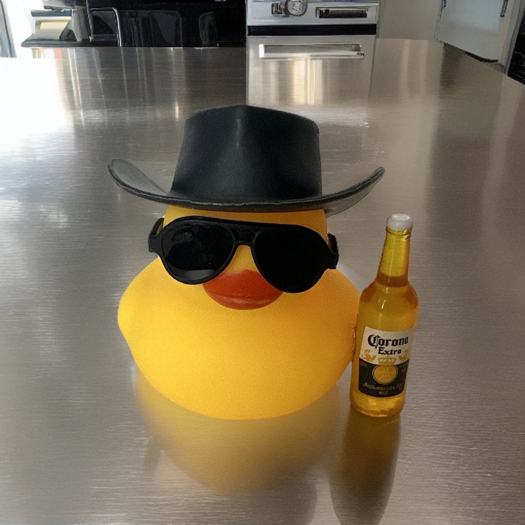 Cowboy Rubber Duck: Cruising Companion with Corona.  Ask us about our beer selection