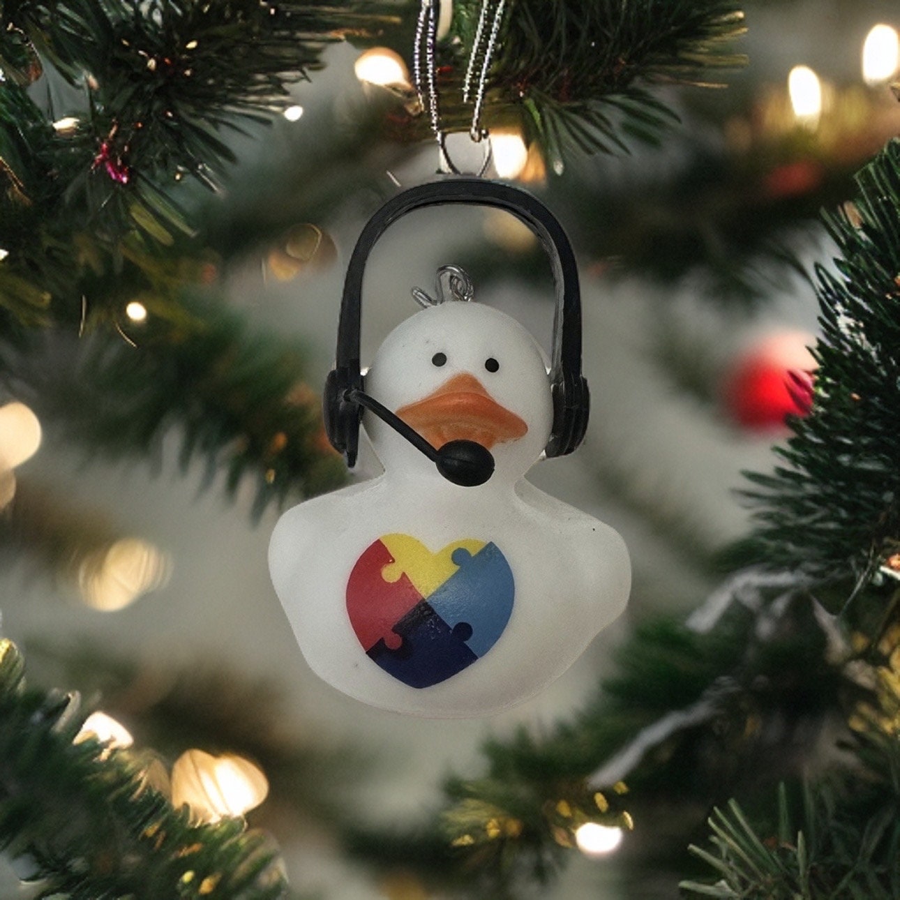 Christmas ornament, gaming Autism awareness, SUV duck, streaming  autism acceptance teacher gift, rubber duck ornament, ducky ornament