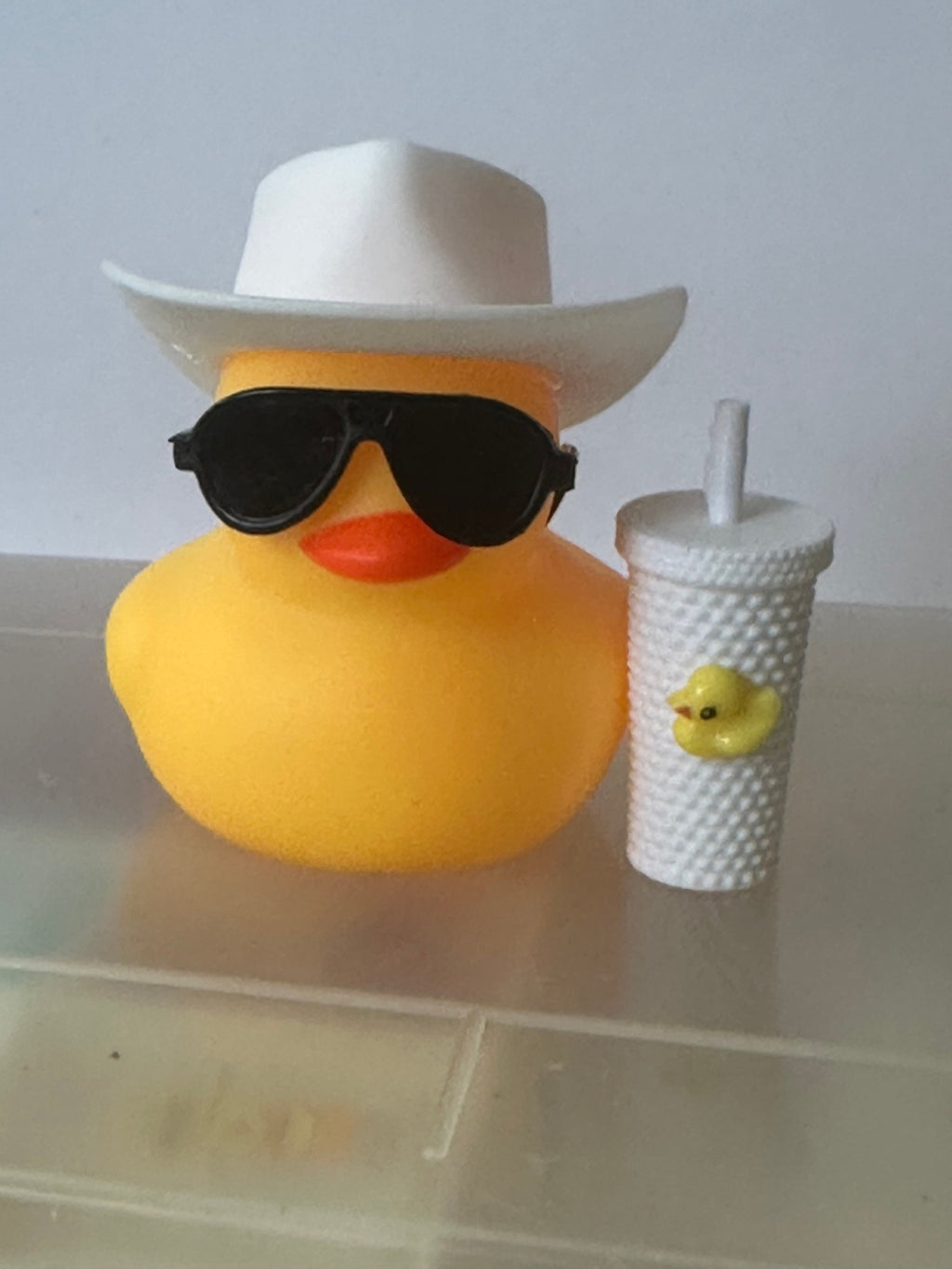 Coffee Duck with Cup: Cruising Dashboard Ornament