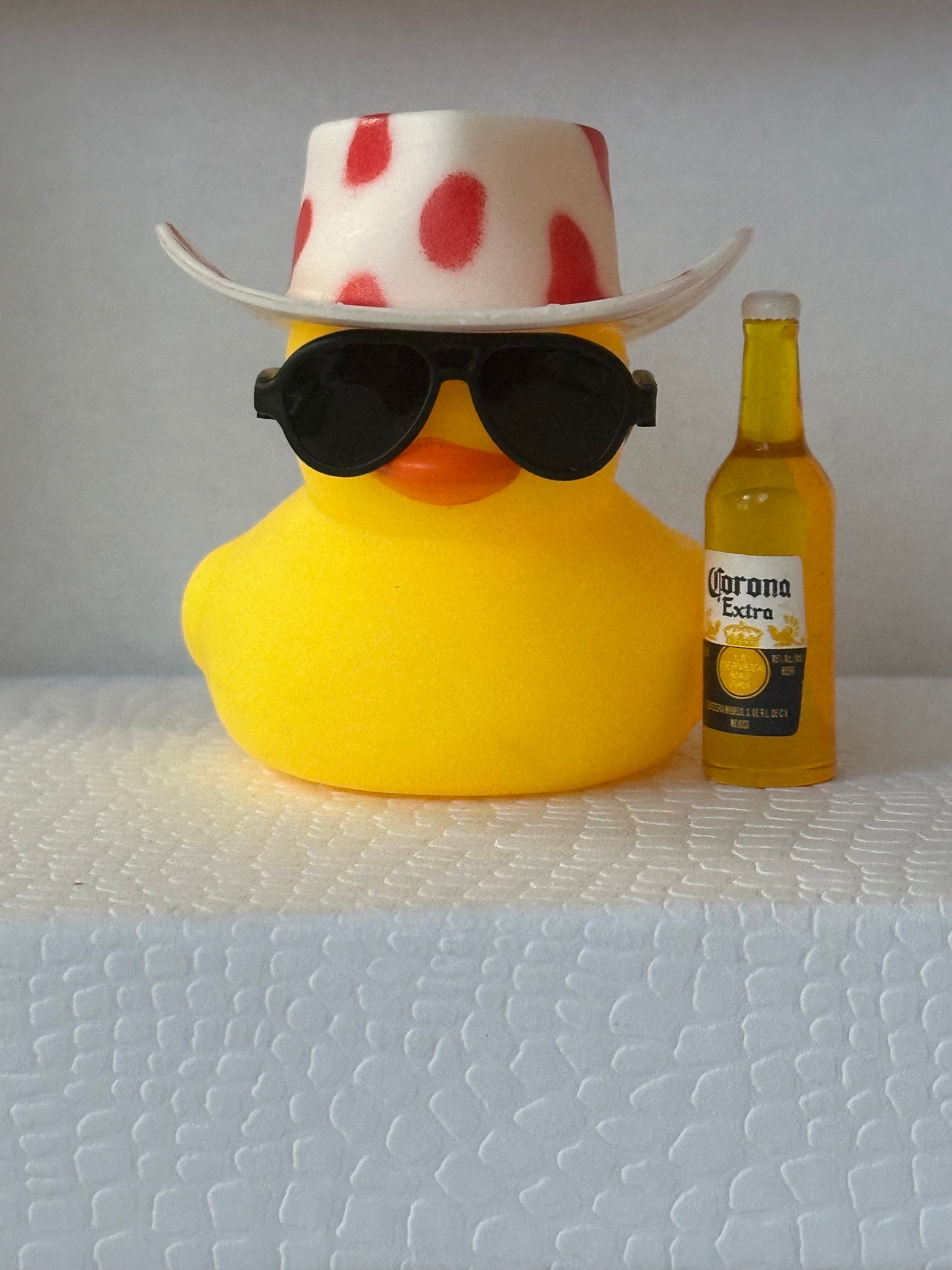 Handmade Rubber Duck Decor: Cowboy Hat, Mini Beer, Car Dashboard Ornament