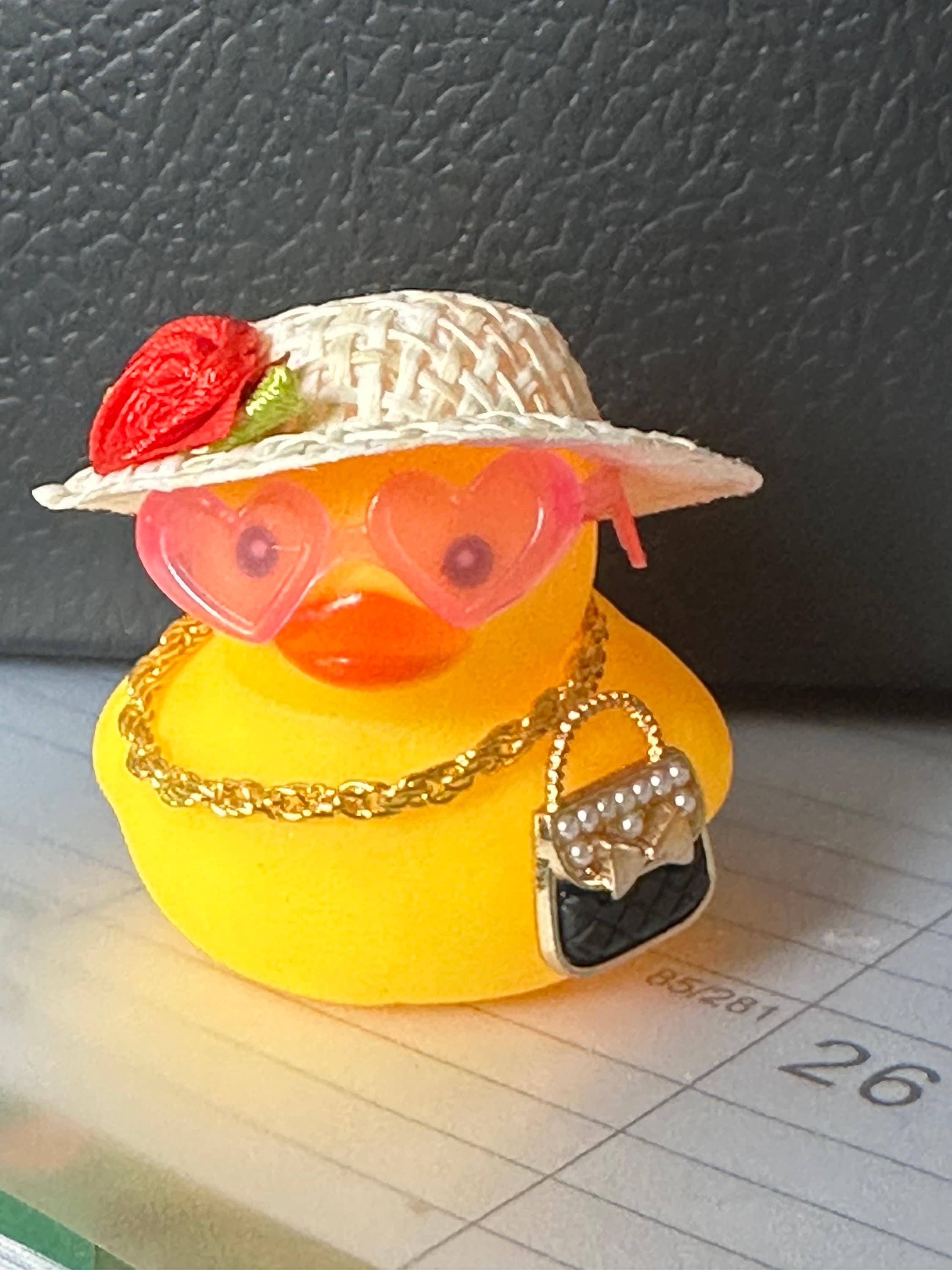 Diva Duck, Flower Hat, Purse, Rubber Duck Office Gift
