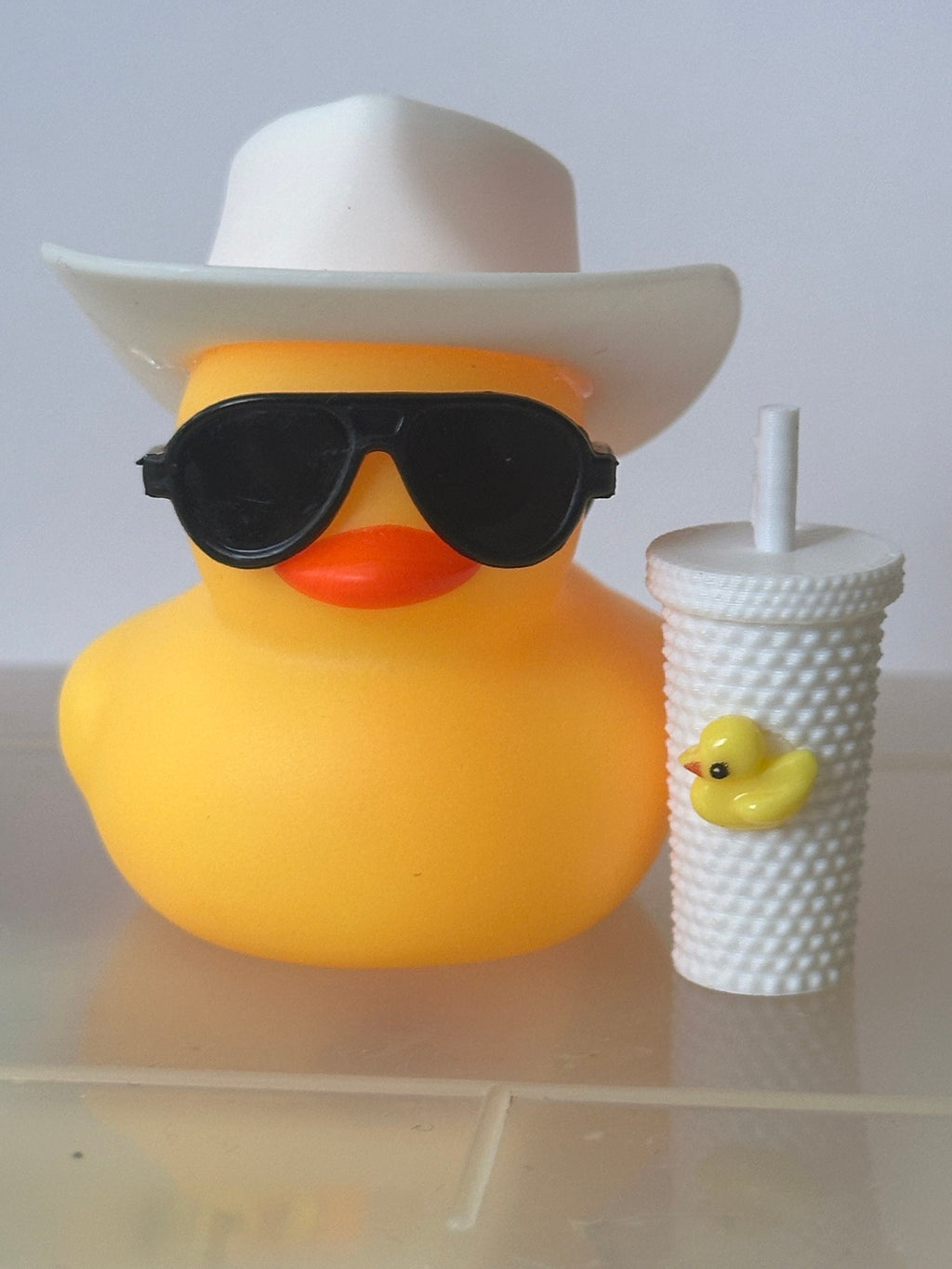 Coffee Duck with Cup: Cruising Dashboard Ornament