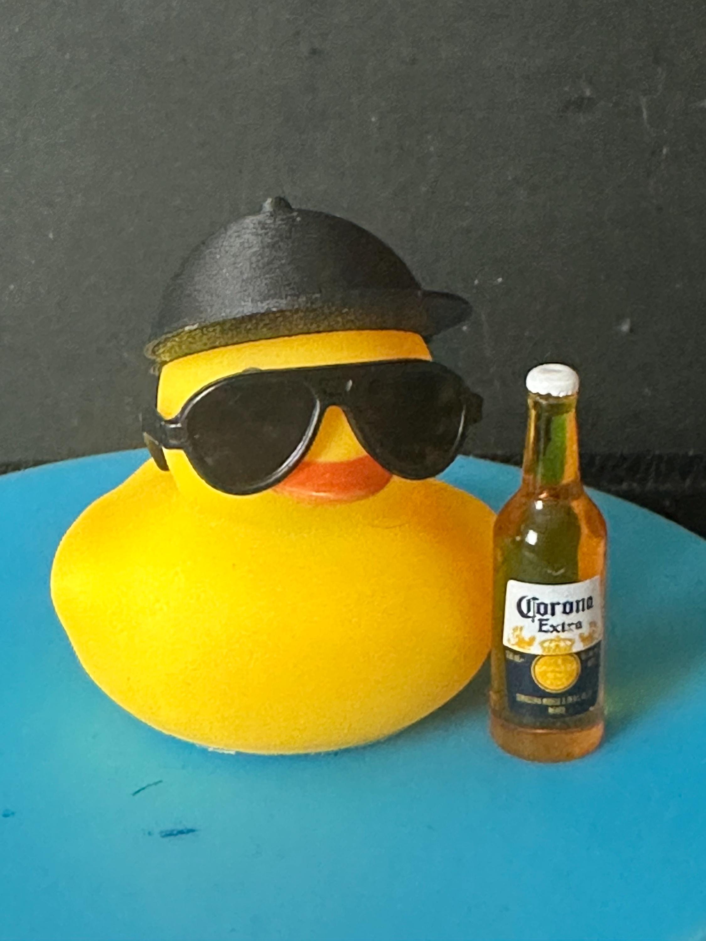 Rubber Duck with Baseball Hat: Car Dashboard Decor