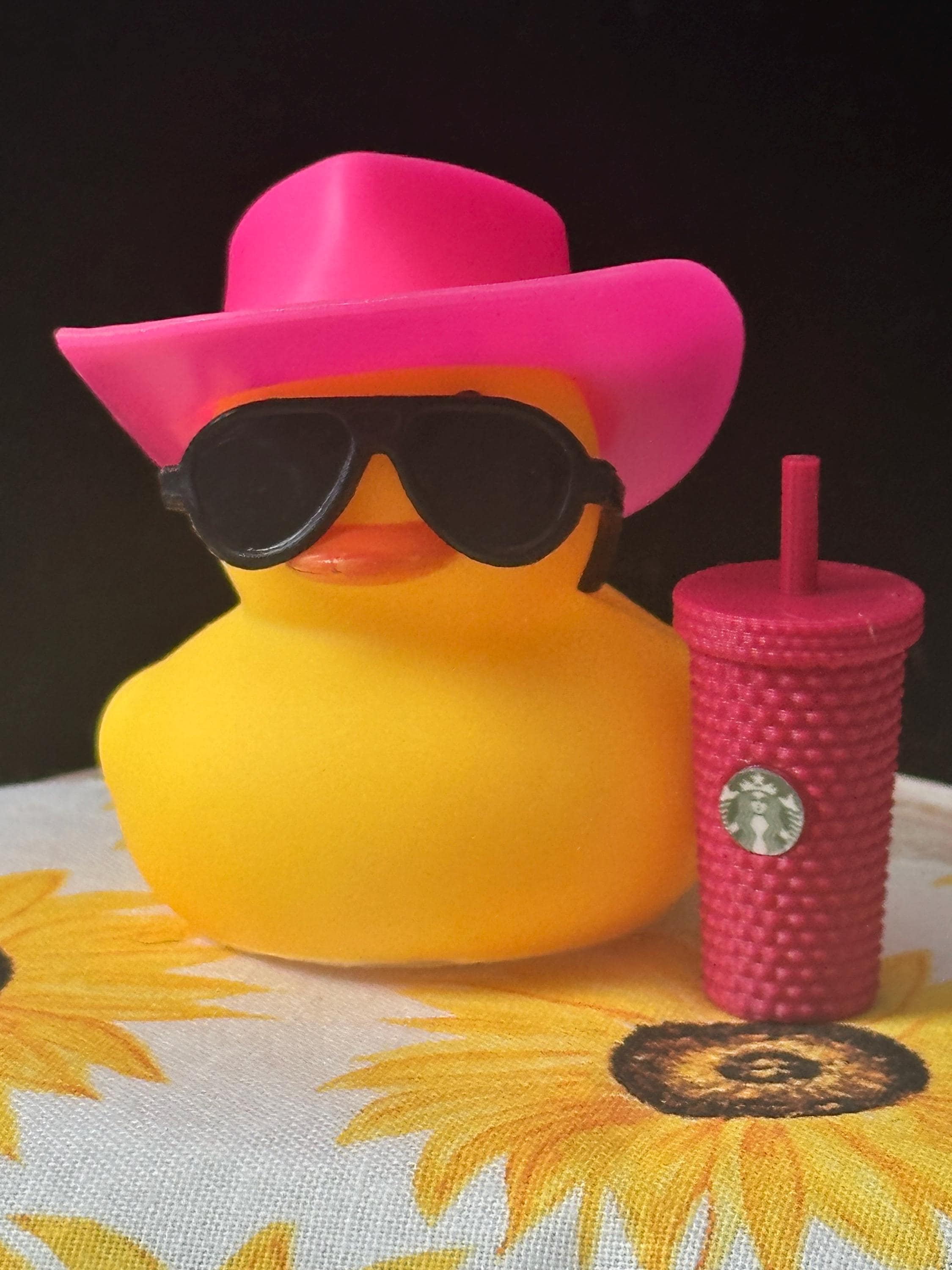 Custom coffee lover rubber duck.  Hand decorated cafe drink, Personalized desk decor