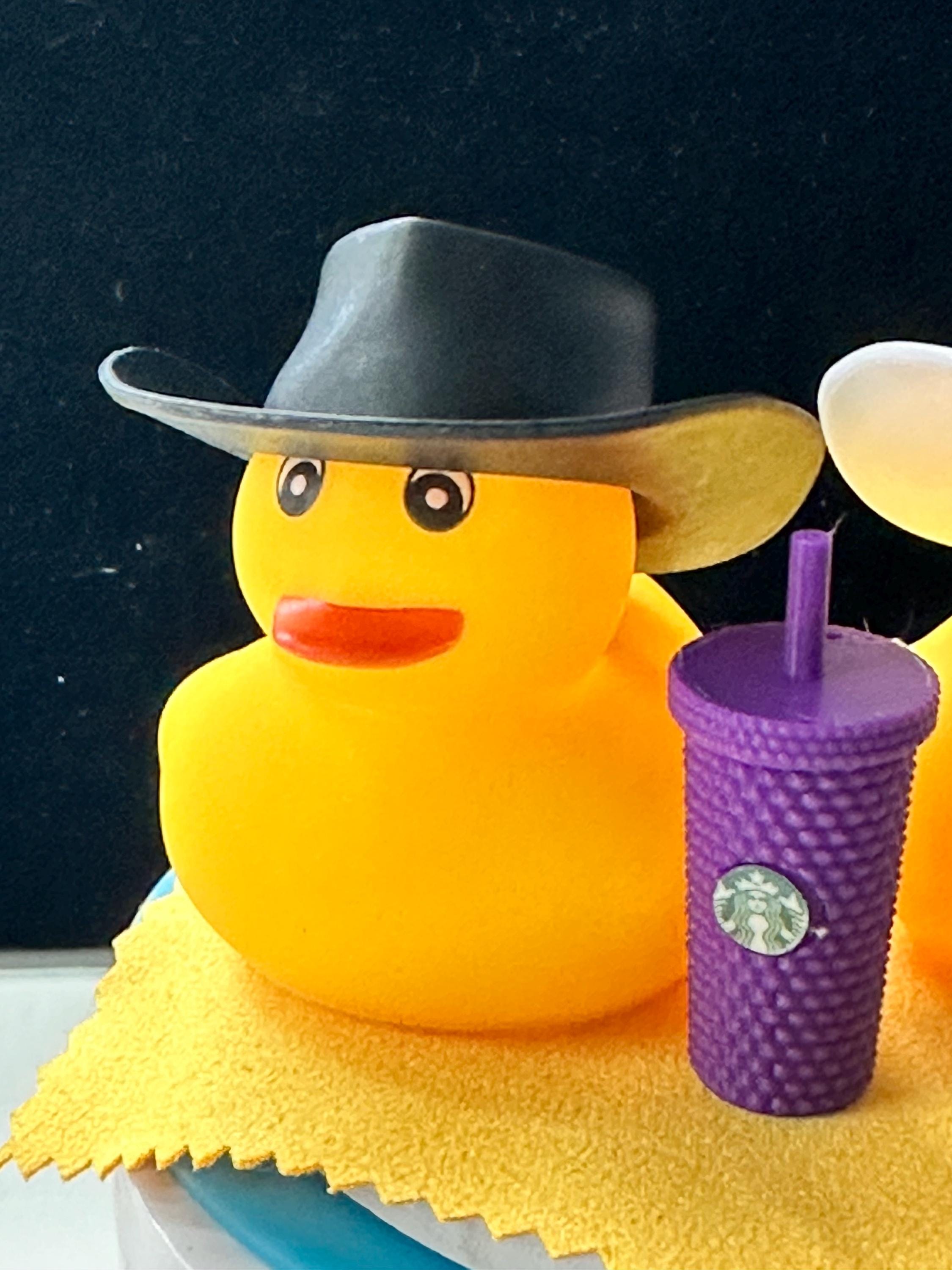 Rubber Duck with Coffee, Cafe fan gift, Personalize with name or year