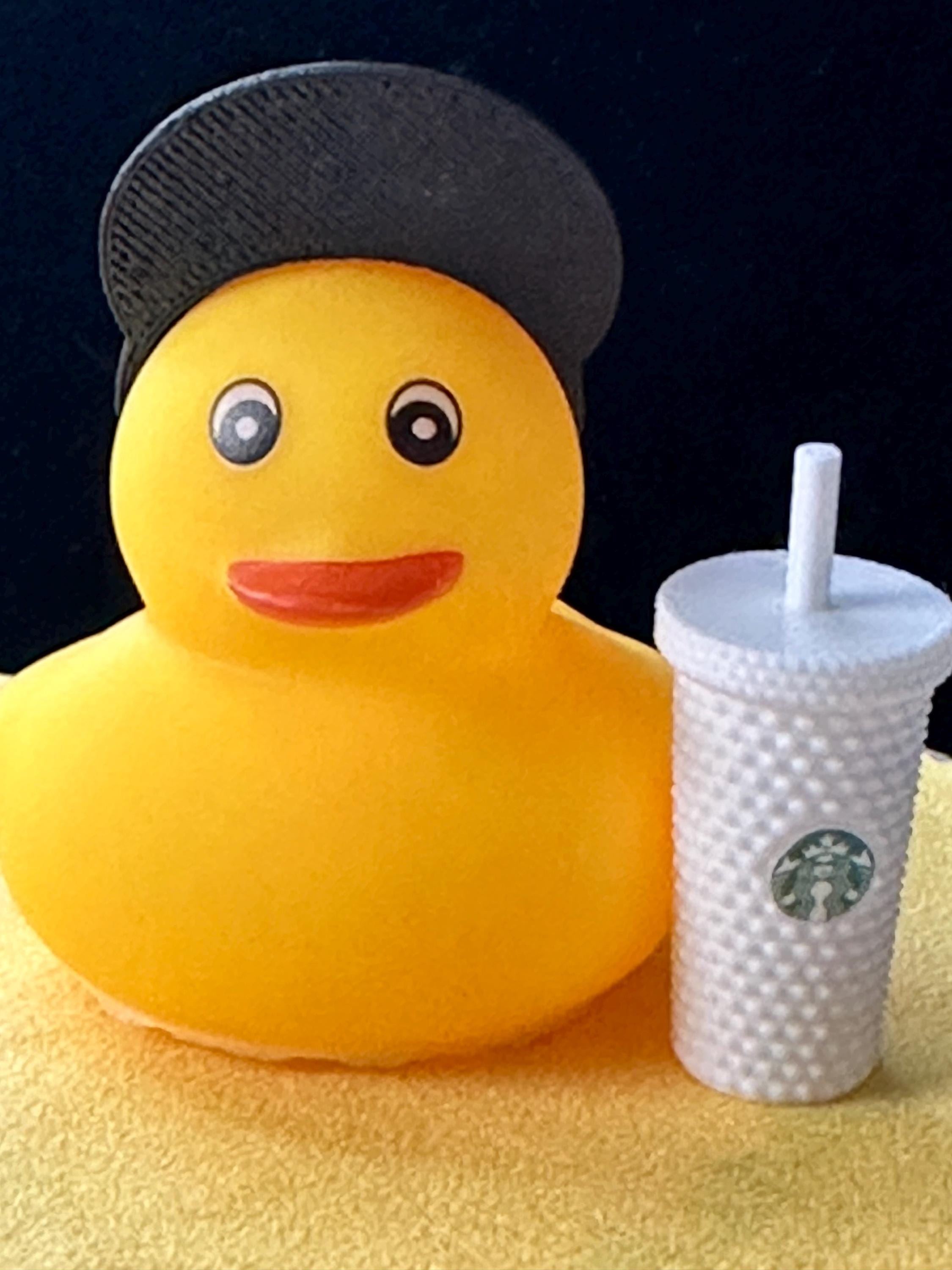 Rubber Duck with Coffee, Cafe fan gift, Personalize with name or year