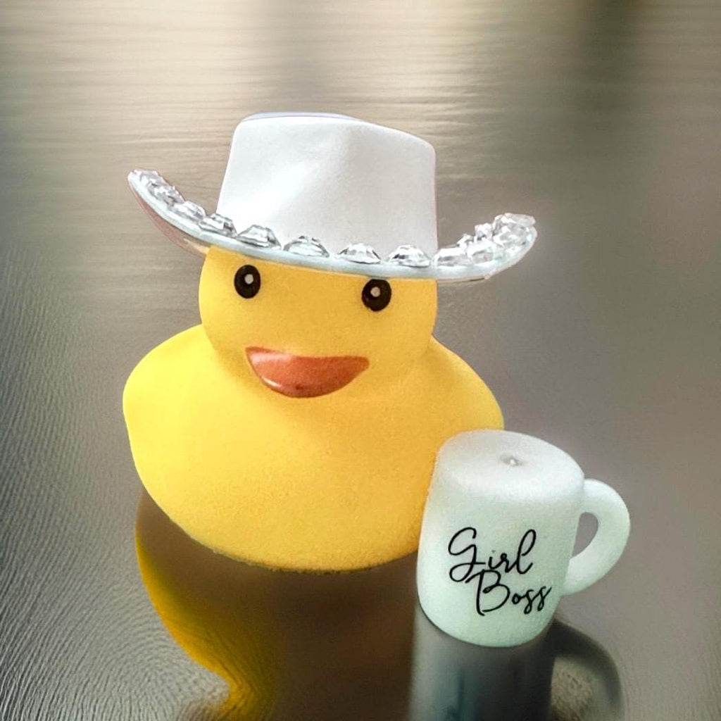 Coffee Western Rubber Duck Dashboard Decor, Coffee Lover Gift, Car & Home Collectible Duck