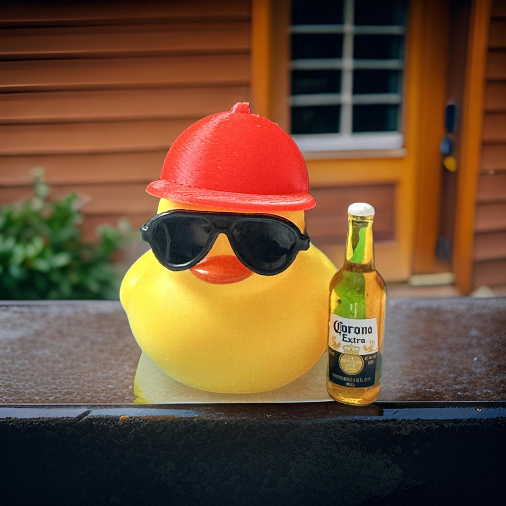Rubber Duck with Baseball Hat: Car Dashboard Decor