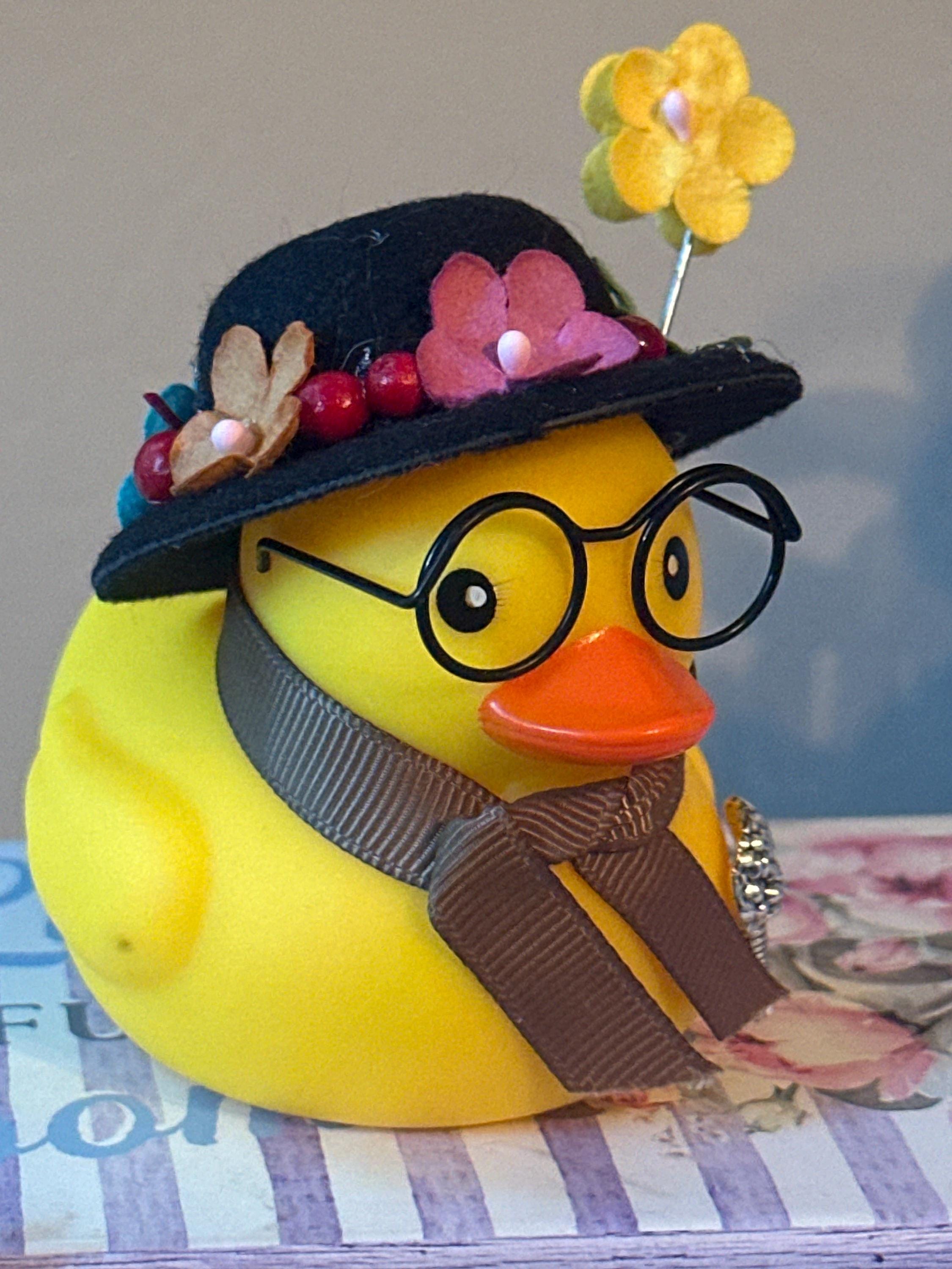 Umbrella Nanny Rubber Duck: Car Dashboard Ornament with Removable Glasses
