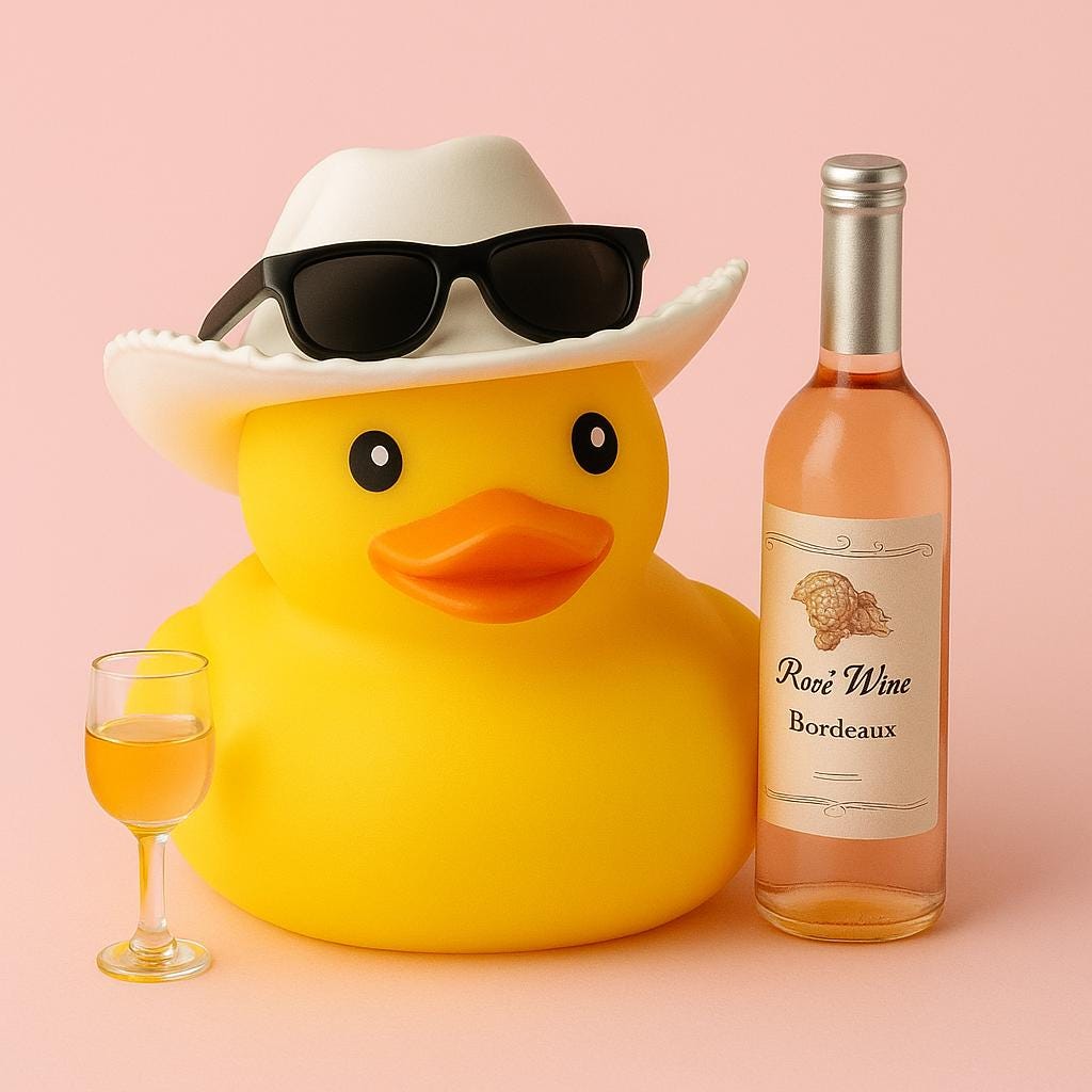 Wine Drinking Rubber Duck: Cowboy Car Dashboard Decor