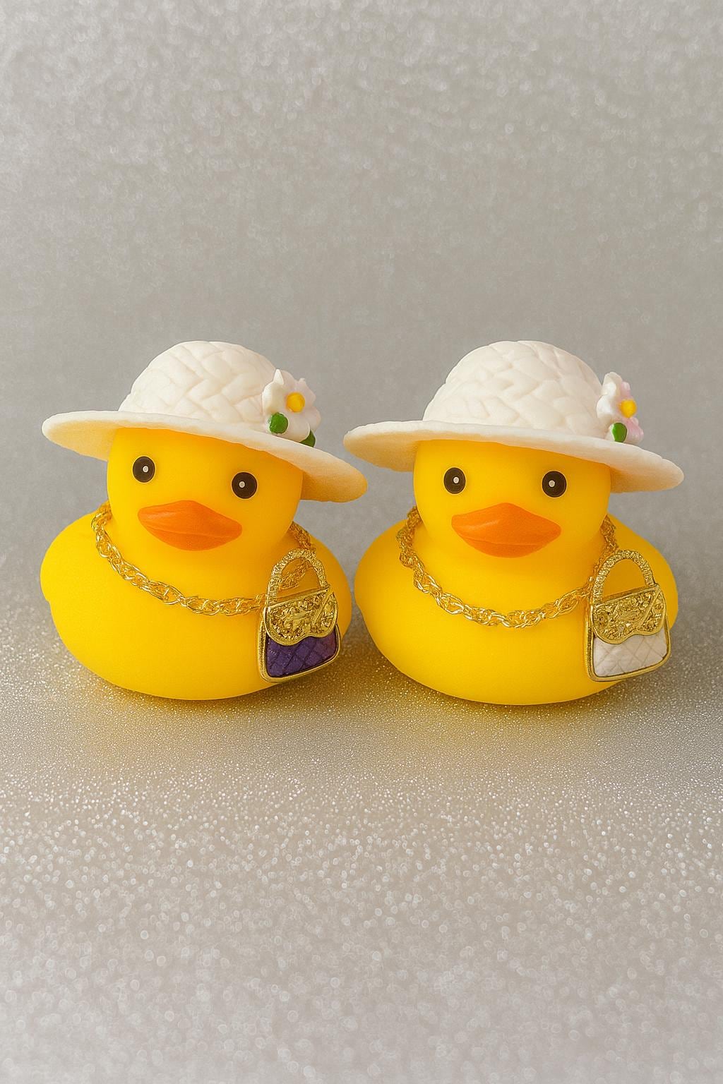 Diva Duck, Flower Hat, Purse, Rubber Duck Office Gift