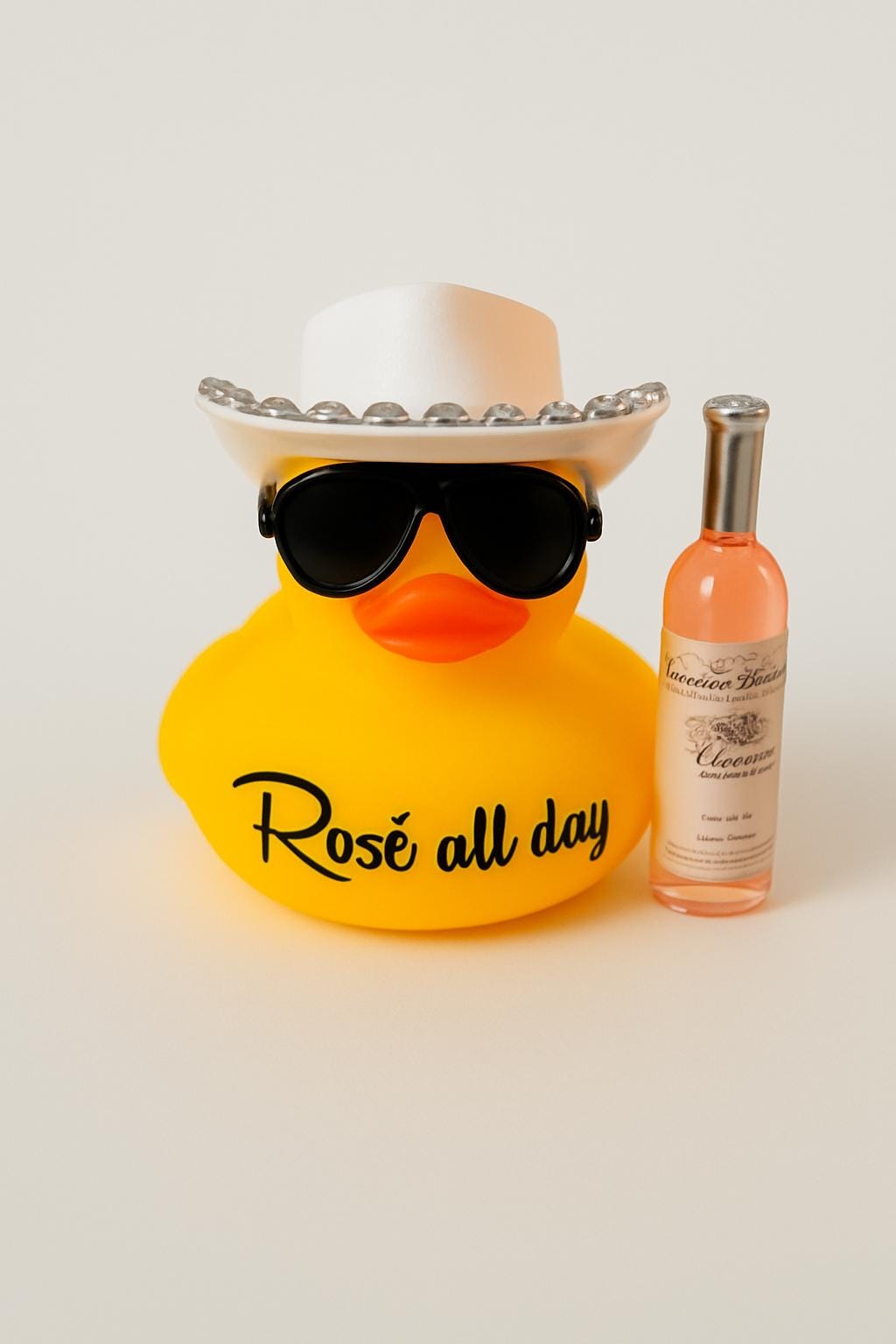 Wine Drinking Rubber Duck: Cowboy Car Dashboard Decor