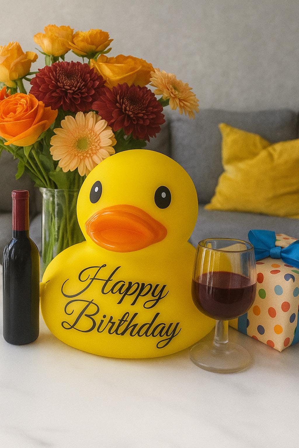 Custom Happy Birthday Rubber Duck with Age, Decorated birthday duck, personalized age gift