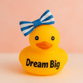 Dream Big Motivational Rubber Duck with Bow: Dashboard Car Decor
