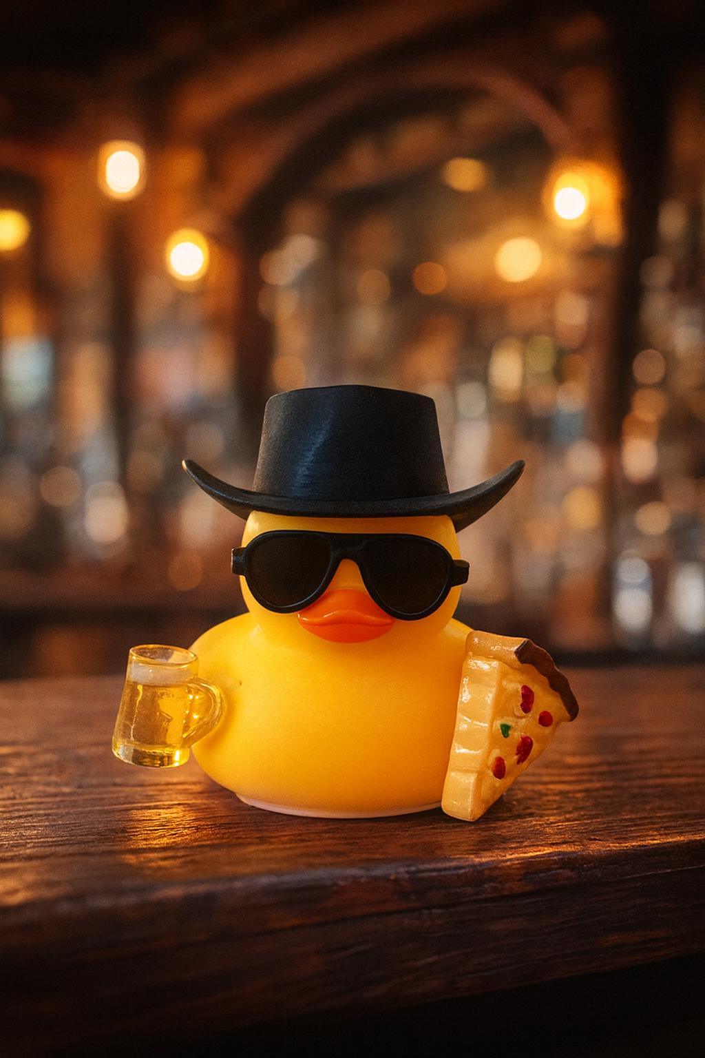 Pizza and beer Rubber Duck: Travel Gift, Dashboard Decor