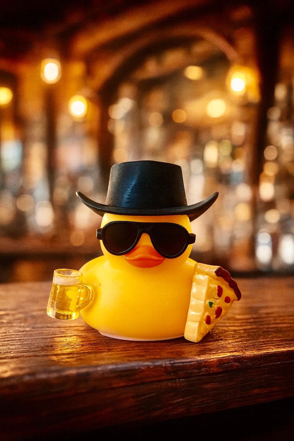 Pizza and beer Rubber Duck: Travel Gift, Dashboard Decor