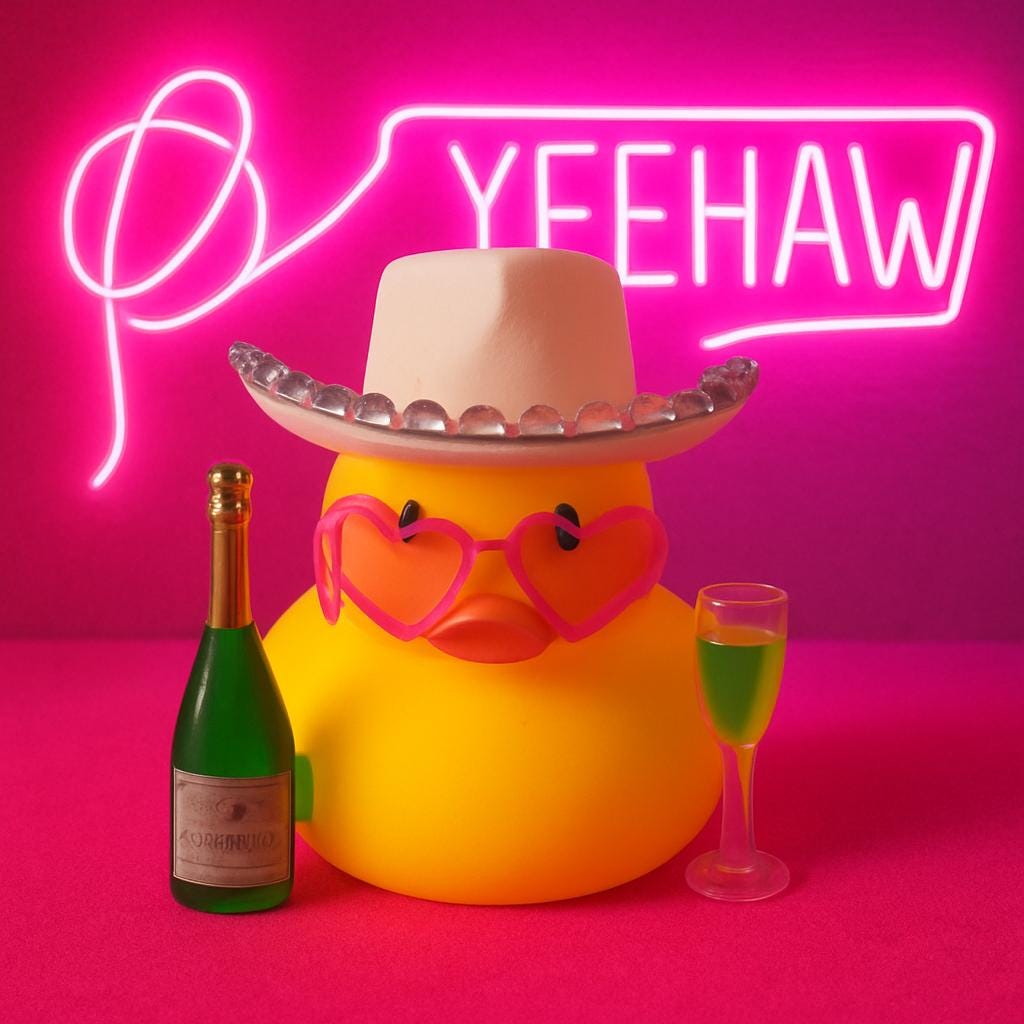 Celebration Rubber Duck: Cowboy Hat Congratulations Duck, Bar themed decor, quirky