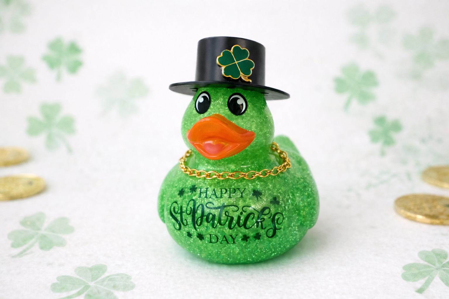 Lucky Rubber Duck: St Patrick's Day Lucky Clover Beanie