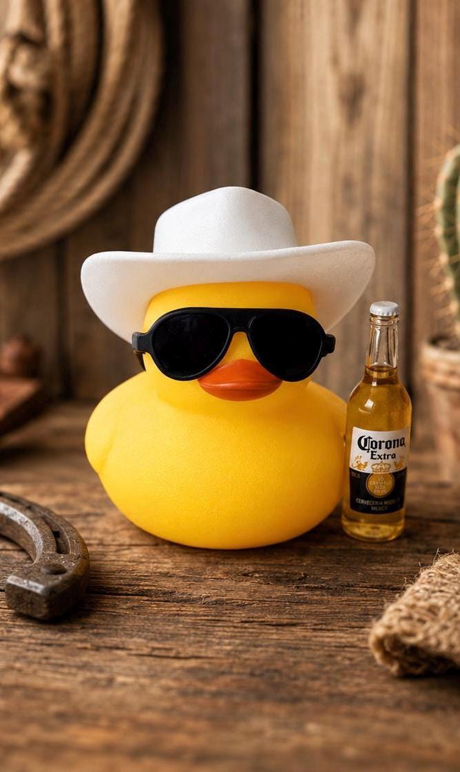 Cowboy Rubber Duck: Cruising Companion with Corona.  Ask us about our beer selection