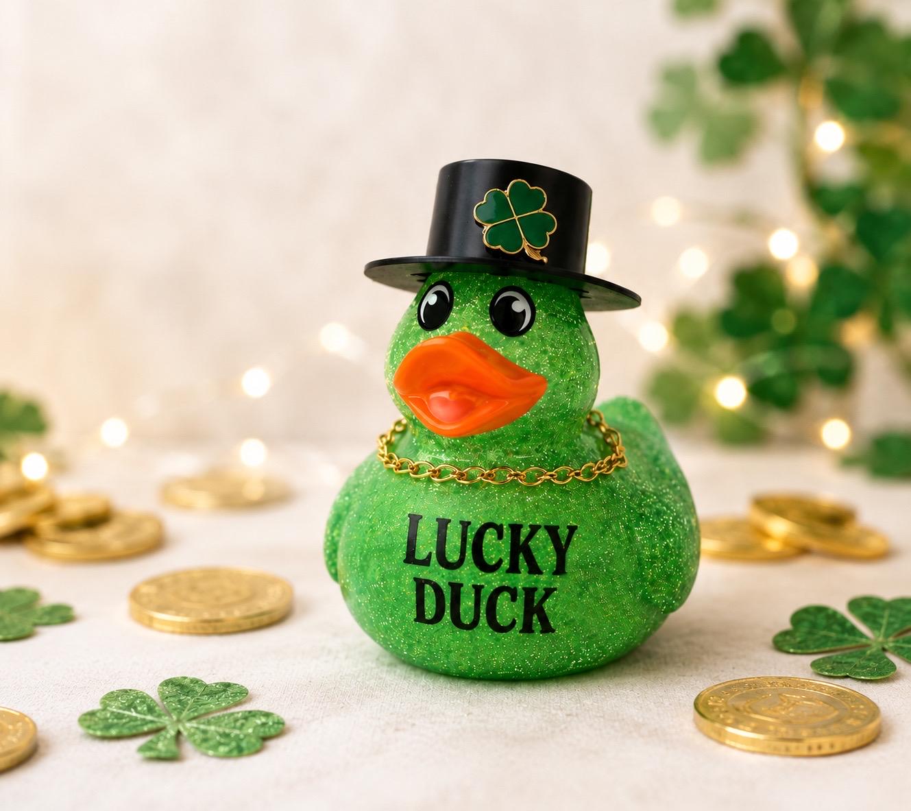 Lucky Rubber Duck: St Patrick's Day Lucky Clover Beanie