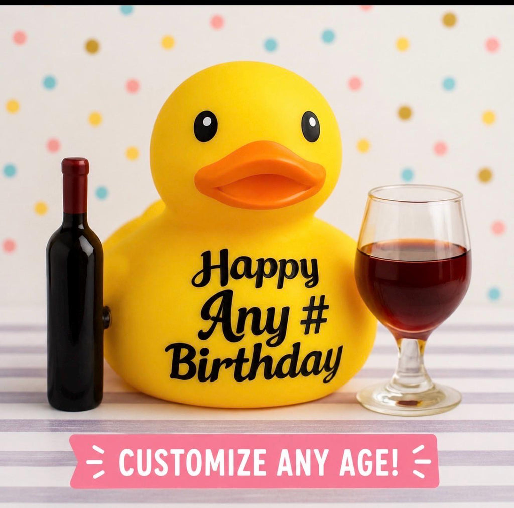Custom Happy Birthday Rubber Duck with Age, Decorated birthday duck, personalized age gift