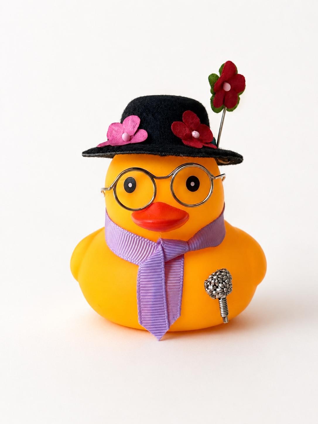 Umbrella Nanny Rubber Duck: Car Dashboard Ornament with Removable Glasses