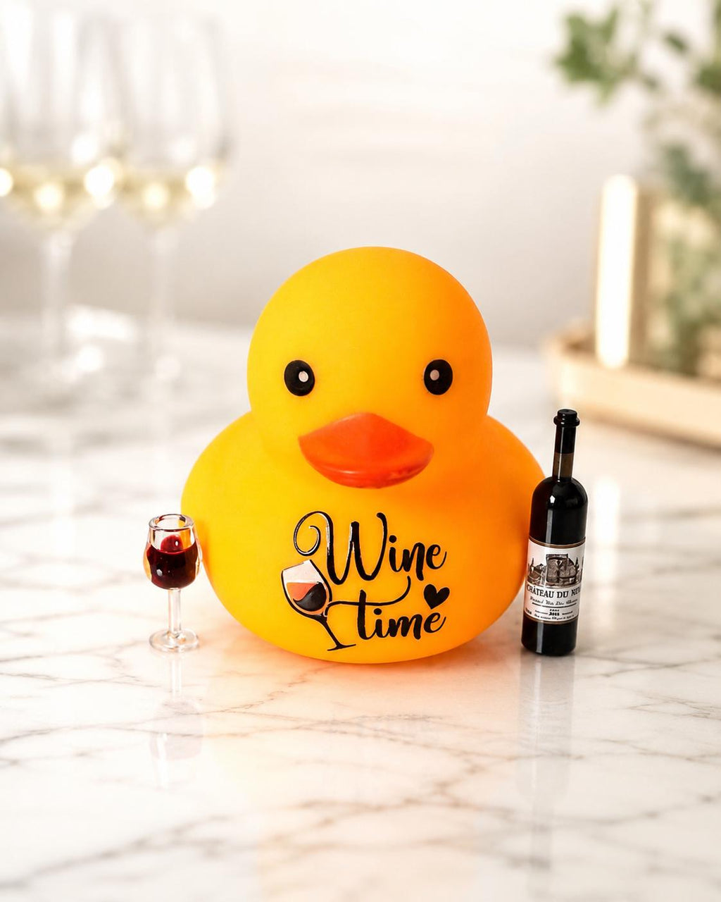 Custom wine lover rubber duck, decorated bar cart rubber duck, best friend gift
