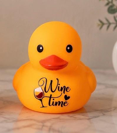 Custom wine lover rubber duck, decorated bar cart rubber duck, best friend gift