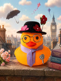 Umbrella Nanny Rubber Duck: Car Dashboard Ornament with Removable Glasses