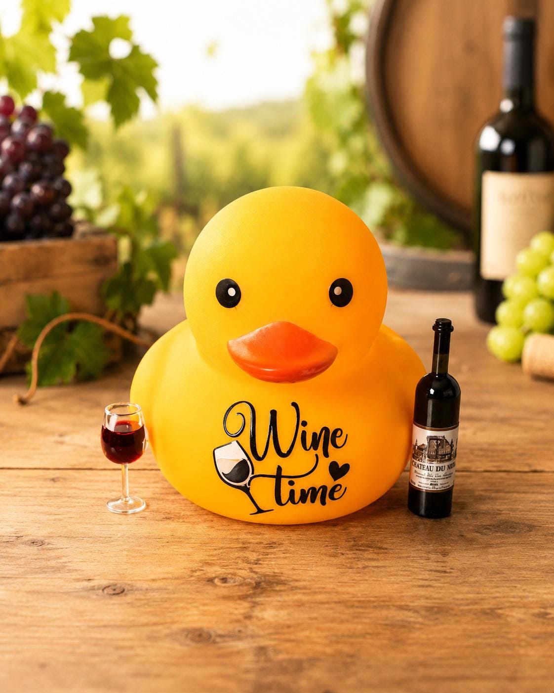 Custom wine lover rubber duck, decorated bar cart rubber duck, best friend gift